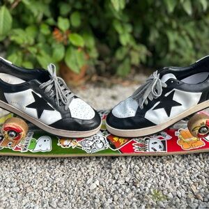 GGDB Men's Ball Star In White & Black Leather Limited Edition Laces SIZE 44 EU